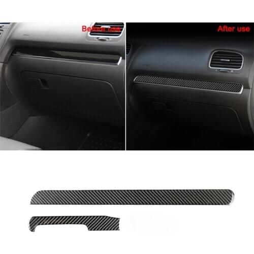 Carbon Fiber Car Interior Center Console Strip Trim Sticker For Volkswagen VW Golf 6 2008-2012 gti R MK6 Scirocco Auto Styling