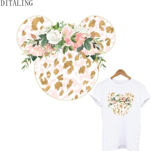 Flower Pat Ch On Clothing Heat Transfer Sticker Lovely Girl DIY Washable T-Shirt Patch Children Thermal Sticker On Clothes Decal