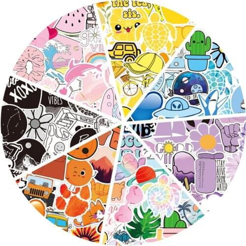 50PCS New VSCO Colorful Fresh Graffiti Stickers Explosion Luggage Laptop Helmet Skateboard Decoration Stickers Wholesale