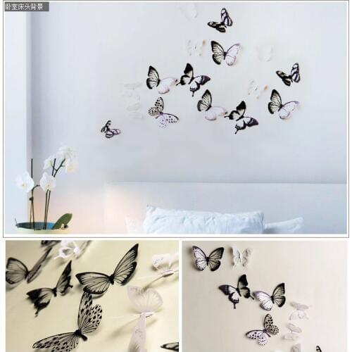18pcs Butterflies Wall Sticker Decals Stickers on The Wall New Year Home Decorations 3D Butterfly PVC Wallpaper for Living Room