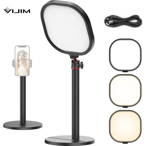 VIJIM K7 Desktop Led Video Light 3200K-5600K Live Key Light Air Photography Studio Lamp With 1/4'' Tripod Panel Light Stand Base