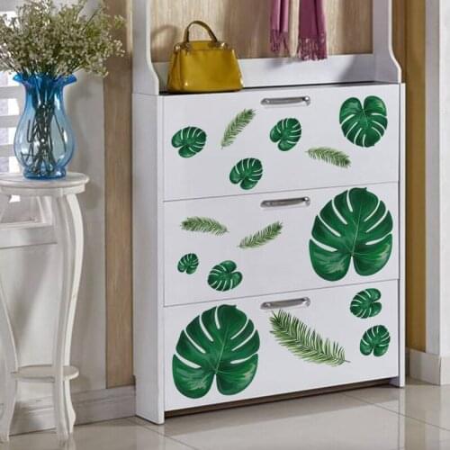 New fresh green leaf wall sticker living room bedroom childrens room decoration sticker