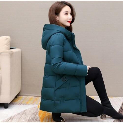2021 New Womens Parker Down Cotton Coat Mid-Length Thicker Warm Autumn Winter Jacket Women Hooded Padded Coat Outerwear 4XL