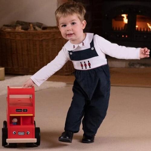 Boys Smocked Clothes Baby Spanish Boutique Clothing Suit Boy Soldier Embroidery Romper Children Birthday Baptism Clothes Set