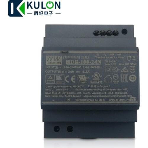 Original MEAN WELL HDR-100-24N 4.2A 24V 100.8W meanwell Ultra slim step shape DIN Rail Power Supply DC output adjustable
