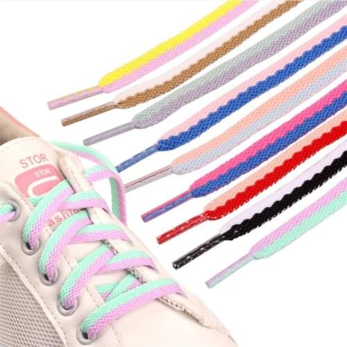 Two-tone Flat Shoelaces Classic Woven Cutout Sneakers Color Block Shoelace Suitable For All Shoes Lace Strings Adult Children