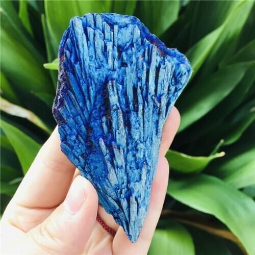 Natural blue flame feather crystal cluster mineral specimen rainbow titanium crystal