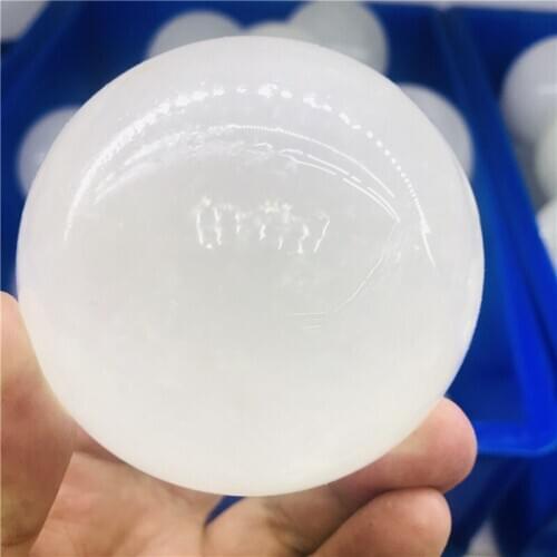 Natural calcite mineral crystal ball polishing home decoration ball+ wood bracket