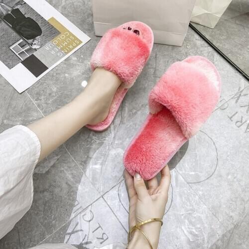 SunNY Everest Flip flops women slipper rainbow home indoor plush cotton slipper female floor slipper plus size 41
