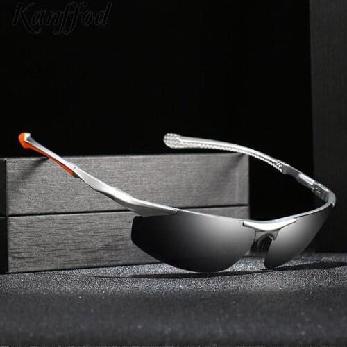 Kanffod Mens Polarized Aluminum Sunglasses Women Brand Design Rimless Lens Driving Glasses UV400 Outdoor Fishing Eyewear