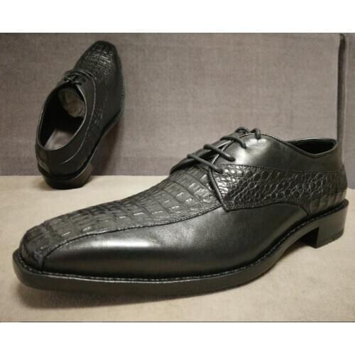 MALONEDA Customized Italian Goodyear Shoes Square Toe Handmade Mens Dress Wedding Shoes Size Genuine Leather Shoes Size 43