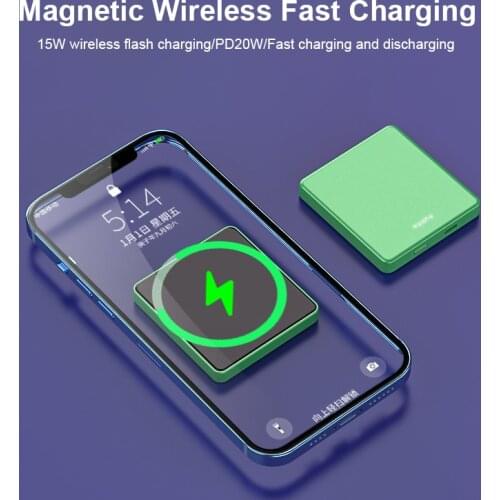 15W Magnetic Power Bank For Iphone 12 pro Max 12 Mini PD20W Fast Wireless Charging External Magnet Charger Powerbank 10000mAh