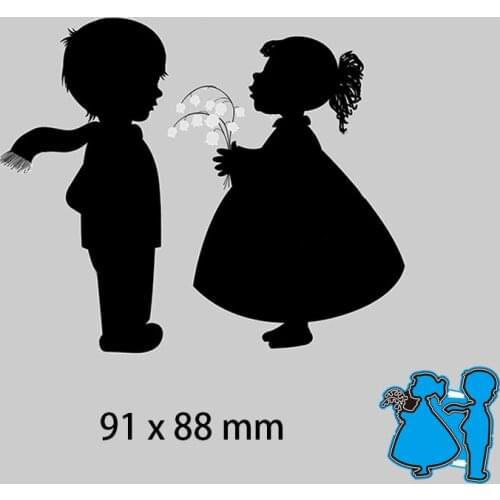 Cutting Dies Cute Boy and Girl Stencil Craft for Scrapbook Stamps Dies Embossing Paper Gift Card 91*88mm