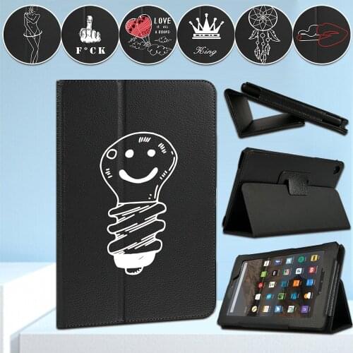 Protective Case for Amazon Fire 7 HD 10(5th/7th/9th Gen)/HD 8(6th/7th/8th Gen) white Image Series Back Suppor Tablet Case+Stylus