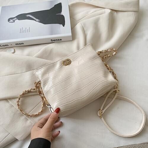 Women Bag Stone Texture Square HandBag Solid Color Large Capacity Crossbody HandBag Adjustable Shoulder Strap Messenger Bag