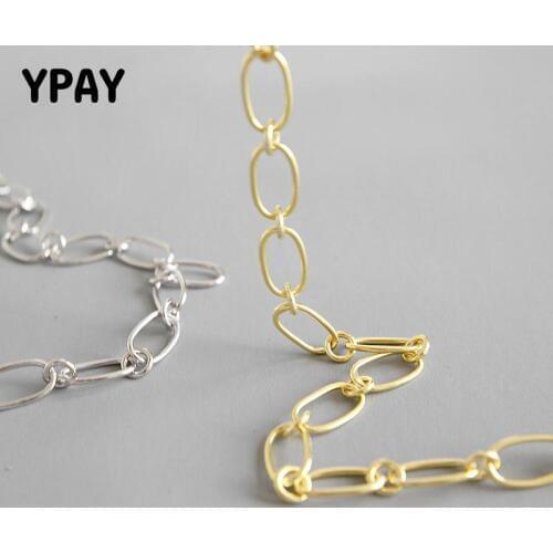 YPAY Genuine 925 Sterling Silver INS Tattoo Choker Stretch Necklace Women Retro Vintage Chocker Necklaces Girls Jewelry YMN095