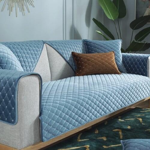 Winter Solid Color Sofa Cushion Plush Thick Non-slip Fabric Couch Cover Living Room 1/2/3/4 Seat Universal Sofa Slipcover Towel