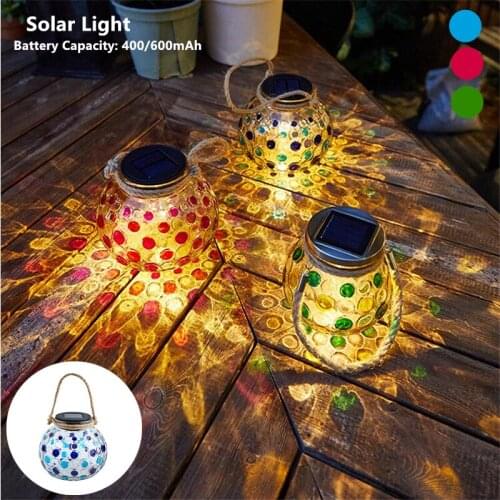 1Pc Outdoor Garden LED Solar Lamp Glass Ball Light Yard Patio Hanging Lantern Waterproof Mason Jar Nightlight