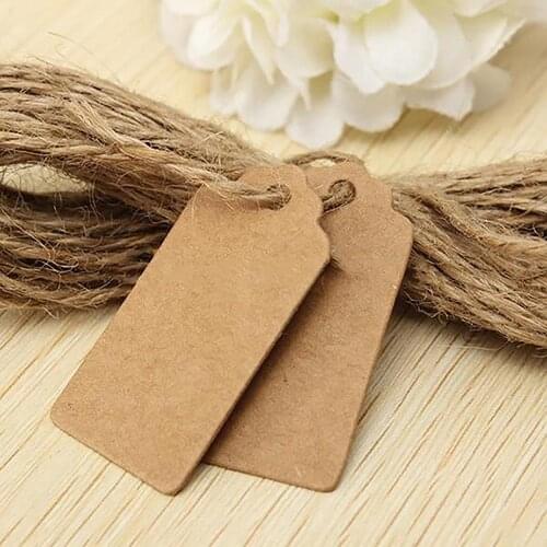 100pcs Kraft Paper Tags with Jute Twine DIY Gifts Crafts Price Luggage Name Tags Sewing DIY Garment Labels 4*2CM kraft paper tag
