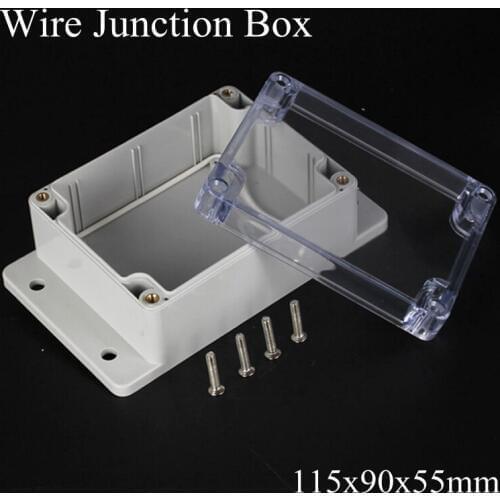115x90x55mm ABS IP65 Waterproof Plastic Wire Junction Box With Mounted Distribution Clear Enclosure Transparent Project Case