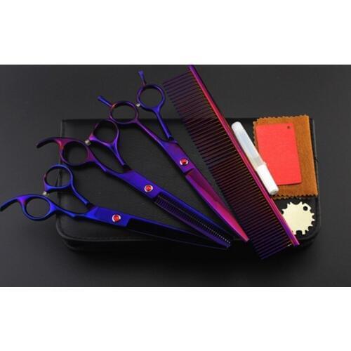 4 kit Professional pet 7 inch shears hair clipper dog grooming cutting hair scissors thinning barber hairdressing scissors set
