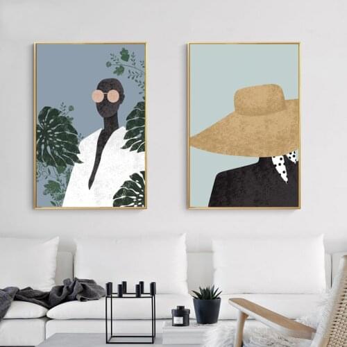 Abstract Fashion Girl Wall Art Morandi Hand Drawn Canvas Painting Nordic Posters Prints Wall Pictures for Living Room Home Decor