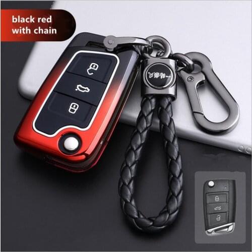 Car Key Case Holder Chain For VW Golf Sportwagen T-ROC Touran Tiguan For Skoda Octavia A7 Kodiaq Seat Cuptra Combi Accessories