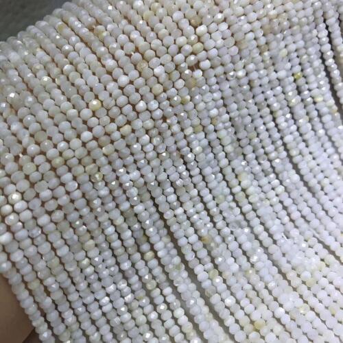 White sea shell roundel faceted 2*3mm for DIY jewelry making loose beads FPPJ wholesale beads nature gemstone