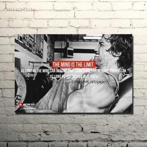 Black and White Canvas Painting Arnold Schwarzenegger Bodybuilding Motivational Quote Art Poster Fitness Sport Wall Art Pictures