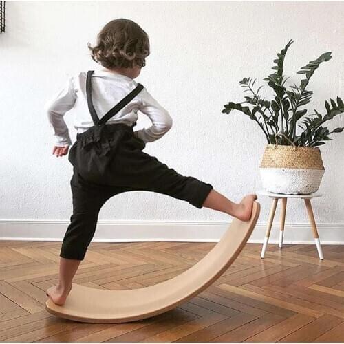 Kids Balance Toy Wooden Seesaw Indoor Curved Board Baby Double Wooden Outdoor Seesaw Yoga Board Outdoor Toys for Kids