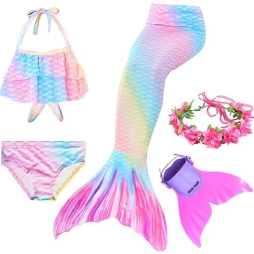 Mermaid Swimming Tails for Girls Child Costumes with Children Swimming Monofin with Mermaid Tails Girl Bathing Suit