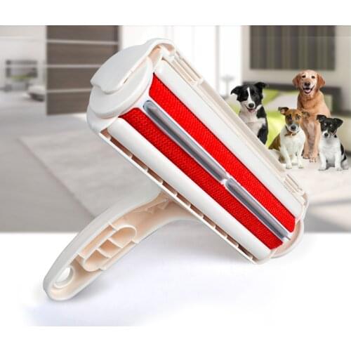 Usd5.5/pc Double sided brush lint roller cat for pet dog cat puppy hairs roll handle design storage box for pet hair