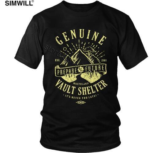 Handsome Genuine Vault Shelter T Shirt for Men Fashion Summer Cotton Tee Vintage Short Sleeves Casual T-shirt Mountain Peak Tops