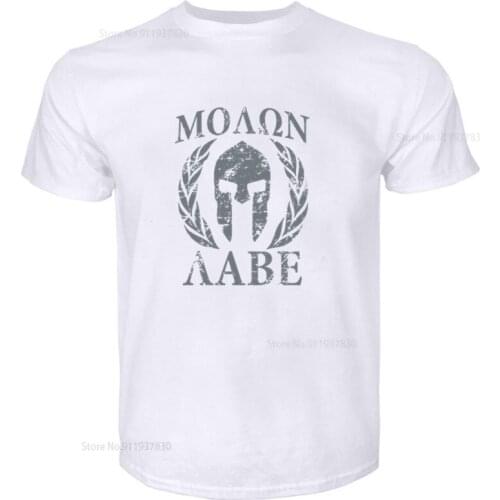 Hot sale men brand t shirt summer cotton tshirt Cool Spartan Spartan Molon Labe T Shirt Man Sparta Trojan Helmet