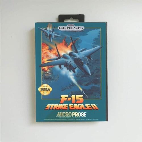 F-15 Strike Eagle II 2 - USA Cover With Retail Box 16 Bit MD Game Card for Sega Megadrive Genesis Video Game Console