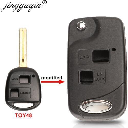 Jingyuqin Modified Flip Folding Remote Key Shell for Toyota Land Cruiser 2 Button Uncut/Cut Key Fob Case Blade TOY40 Replacement