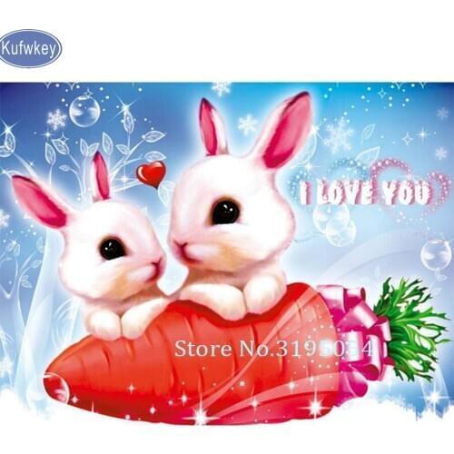 Rabbit Photo Custom Diamond Painting Cross Stitch Full Square Picture of Rhinestone DIY Diamond Mosaic Diamond Embroidery Sale