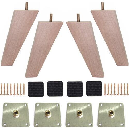 4pcs 14cm Height Solid Wooden Beech Wood Tapered Furniture Legs Sofa Bench Closet Cabinet Feet Couch Dresser Armchair foot