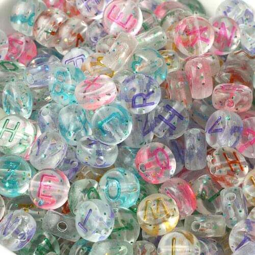 Colorful Letter Acrylic Beads Round Flat Alphabet Starry sky Cube Loose Spacer For Jewelry Making Handmade Diy Bracelet Necklace