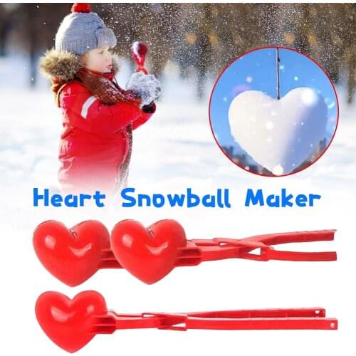 Love Heart Snowball Maker Tool Winter Play Snow Toys for Kids Adults Outdoor DOuble Heart Snowball FightsLove Heart Snowball Mak