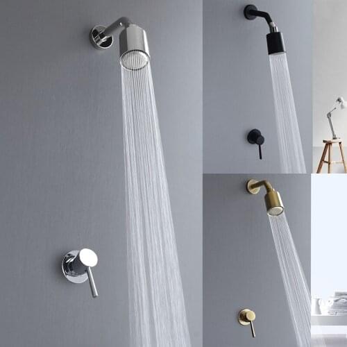 Brushed Gold Bathroom Shower Set Rainfall Shower Head Single Handle Shower Faucet Wall Mounted Bath Shower Mixer Black Chrome