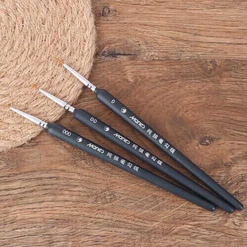 3pcs 0/00/000 Miniature Paint Wolf Brush Professional Paint Brush Art Brush Gouache Watercolor Sketch Line Pen