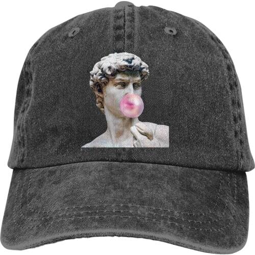 Marble Sculpture Art, Statue Of David Blowing Pink Gum Funny Baseball Cap cowboy hat Peaked cap Cowboy Bebop Hats Men and women