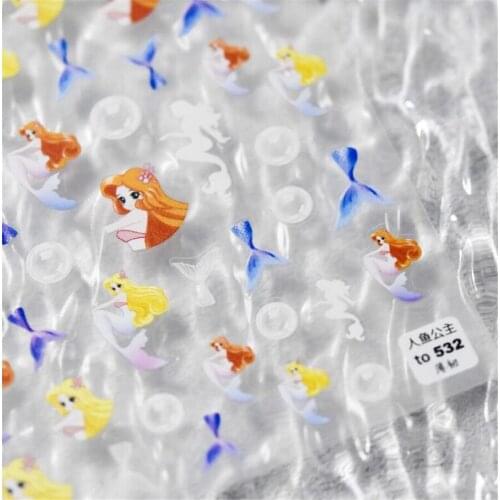 Cartoon Mermaid Priness Art Stickers Self Adhesive Sliders Cartoon Designs Nail Foils Decals Manicure Decoration