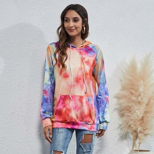 Plus Size Autumn Clothes Sweatshirt Women Oversized Harajuku Hoodie Tie Dye Casual Tops Long Sleeve Streetwear Pullovers