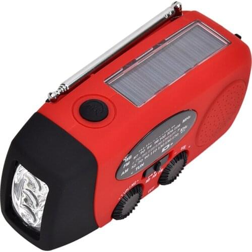 Portable Radio with AM/FM Flashlight Reading Lamp NOAA Weather Power Bank for Emergency Solar Powered Crank Handheld Radio
