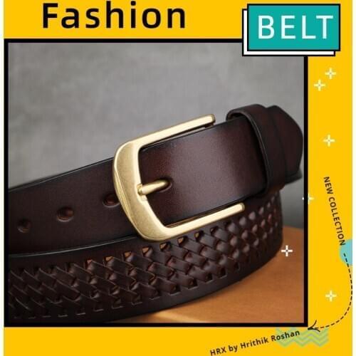 Mens Leather Belt Hand-Woven Leather Buckle Casual Retro Jeans Belt Designer Mens Belts Luxury Gifts for Men Accessories