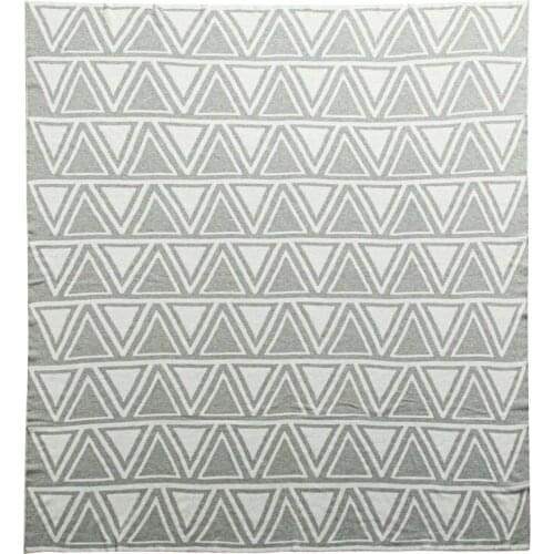 Papa&Mima Grey American Native Style Geometric Knitted Summer Quilted Thread Blanket Throws Cotton Air-conditioner Bedspread