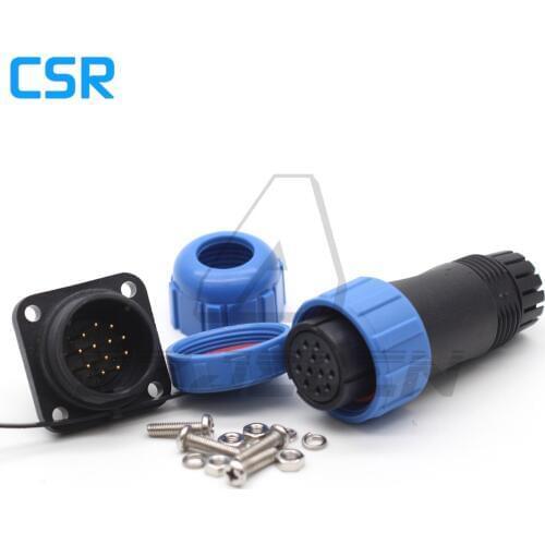 SP21 IP68 waterproof connector 12pin male and female 21mm square Panel Mount Aviation Plug Cable Connector