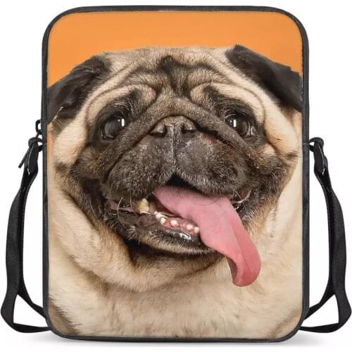 Women Dog Pug Crossbody bag for women mini small square bags Cute student New Korean version messenger envelope phone wallet